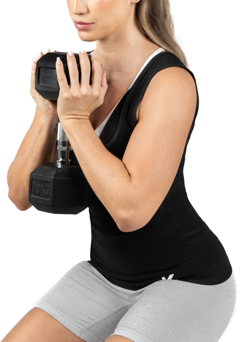 Kewlioo Premium Sauna Tank Top For Women, Slimming Sauna Shirt For Women, Sweat Vest for Workouts, Yoga, Fitness Body Shaper, Sauna Suit (Black, L-XL) - Image 4